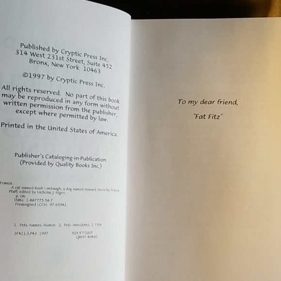 A Cat Named Rush Limbaugh A Dog Named Howard Stern - Picture 3 of 4